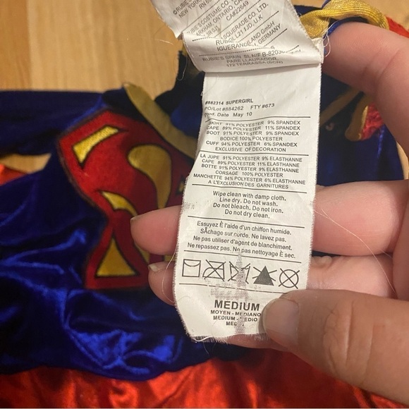 Super Girl Costume Medium W/ Matching Doll & Outfit Halloween Red Blue Dress - Picture 9 of 10